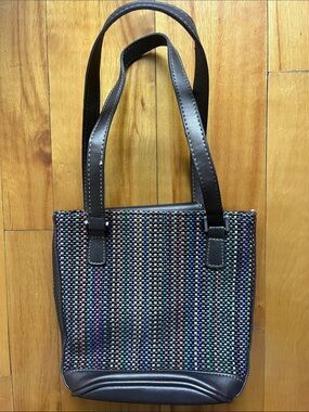 Liz Claiborne Multicolor Woven handbag with Copper Brown Trim